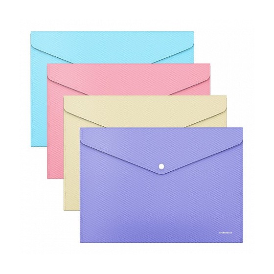 SOBRE BROCHE POLIPROPILENO OPACO A4 MATT PASTEL COLORES SURTIDOS ERICH KRAUSE 50322 (x12 unidades)