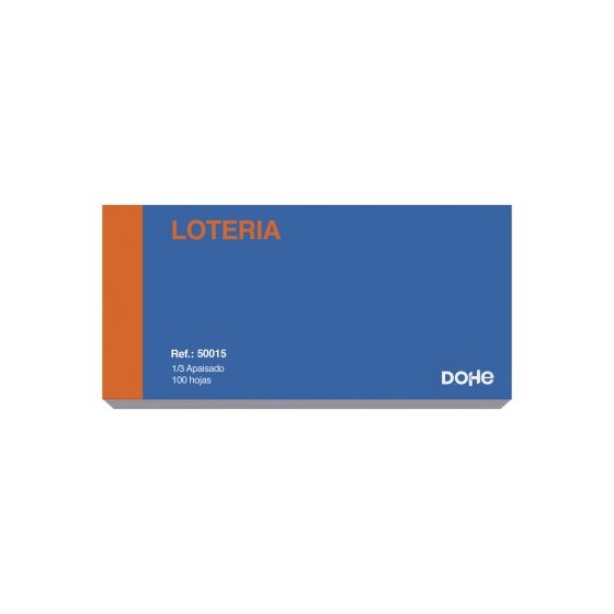 TALONARIO 100 HOJAS LOTERÍA 1/3 APAISADO SENCILLO DOHE 50015