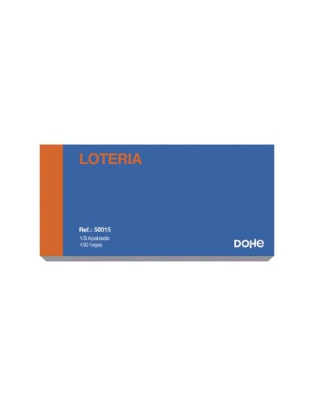 TALONARIO 100 HOJAS LOTERÍA 1/3 APAISADO SENCILLO DOHE 50015