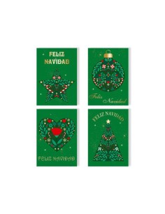 TARJETA FELICITACIÓN NAVIDAD FOIL GREEN/GOLD BISMARK 330895 (x24 unidades)