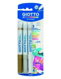 BLÍSTER 3 ROTULADORES DECOR METALLIC ORO, PLATA Y BLANCO GIOTTO F014700