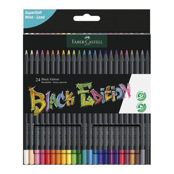 ESTUCHE 24 LÁPICES DE COLORES BLACK EDITION. FABER CASTELL 116424