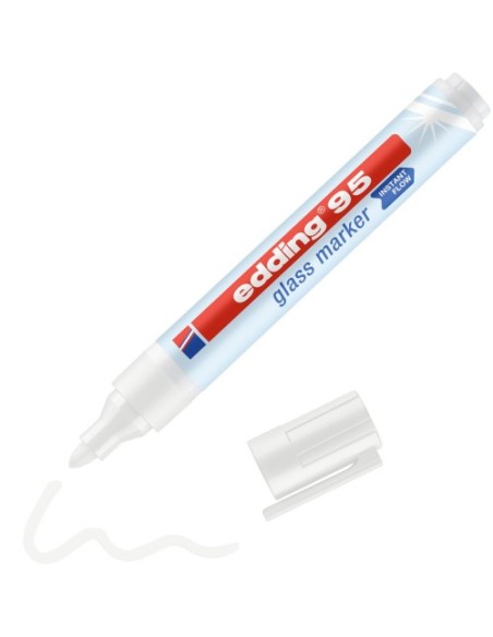 MARCADOR DE PUNTA REDONDA PARA CRISTAL GROSOR DE TRAZO: 1,5 - 3 MM. COLORES: 49. BLANCO EDDING 95-49 (x10 unidades)
