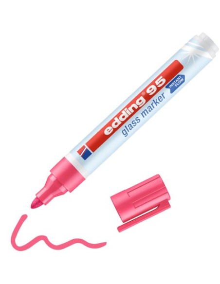 MARCADOR DE PUNTA REDONDA PARA CRISTAL GROSOR DE TRAZO: 1,5 - 3 MM. COLOR: 09. FUCSIA EDDING 95-09 (x10 unidades)