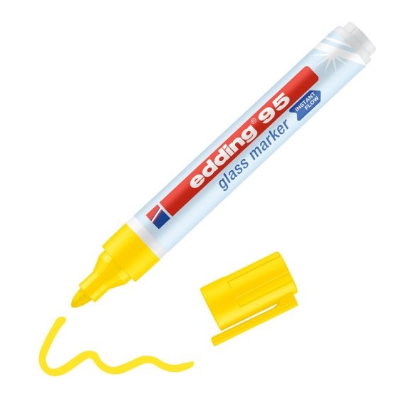 MARCADOR DE PUNTA REDONDA PARA CRISTAL GROSOR DE TRAZO: 1,5 - 3 MM COLOR: 05. AMARILLO EDDING 95-05 (x10 unidades)