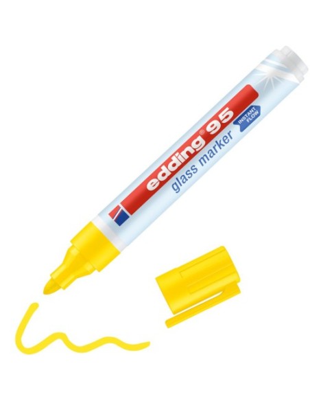 MARCADOR DE PUNTA REDONDA PARA CRISTAL GROSOR DE TRAZO: 1,5 - 3 MM COLOR: 05. AMARILLO EDDING 95-05 (x10 unidades)
