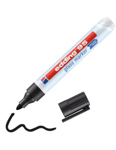 MARCADOR DE PUNTA REDONDA PARA CRISTAL GROSOR DE TRAZO: 1,5 - 3 MM COLOR: 01. NEGRO EDDING 95-01 (x10 unidades)