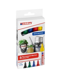 Edding 3000 marcador permanente Punta redonda Negro, Azul, Verde, Rojo, Amarillo 5 pieza(s) 2