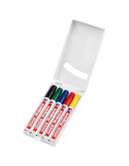 Edding 3000 marcador permanente Punta redonda Negro, Azul, Verde, Rojo, Amarillo 5 pieza(s)