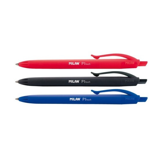 Milan BWM10254 Negro, Azul, Rojo Bolígrafo de punta retráctil con pulsador 4 pieza(s)