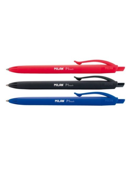 Milan BWM10254 Negro, Azul, Rojo Bolígrafo de punta retráctil con pulsador 4 pieza(s)