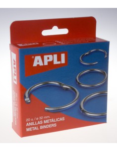 CAJA 20 UDS. ANILLAS METÁLICAS ARTICULADAS 32 MM APLI 453