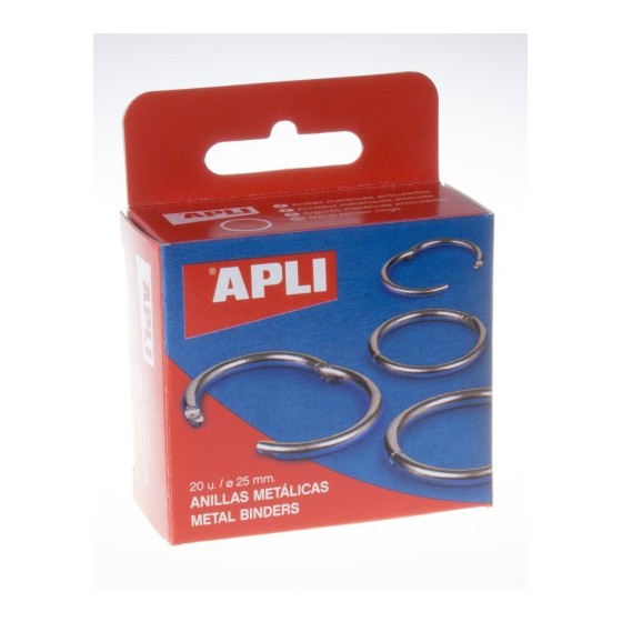 CAJA 20 UDS. ANILLAS METÁLICAS ARTICULADAS 25 MM APLI 452