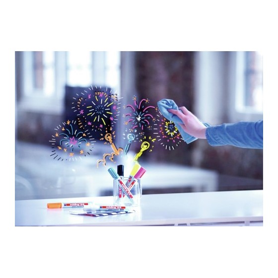 BOLSA CON 4 MARCADORES EDDING 95 COLORES NEGRO, AZUL, ROSA Y NARANJA EDDING 95-999