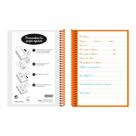 AGENDA ESCOLAR 2022-2023 PEQUE 8º DIA PAGINA TAPA PERSONALIZABLE INGRAF 350984