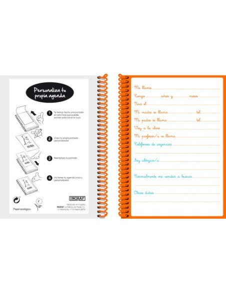 AGENDA ESCOLAR 2022-2023 PEQUE 8º DIA PAGINA TAPA PERSONALIZABLE INGRAF 350984