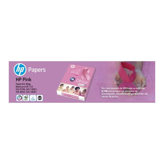 PAQUETE 500H PAPEL 80GR A4 HP PINK REAM CIE153 HP 177656 (x5 unidades)