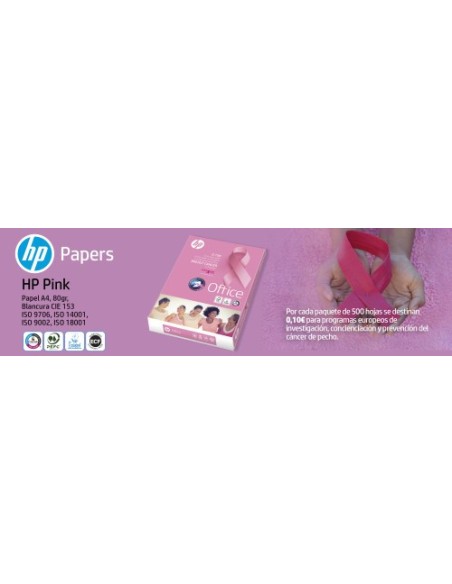 PAQUETE 500H PAPEL 80GR A4 HP PINK REAM CIE153 HP 177656 (x5 unidades)