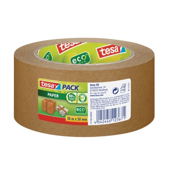 PRECINTO PAPEL ECOLÓGICO MARRON 50MX50MM TESA 57180-00000-02 (x6 unidades)
