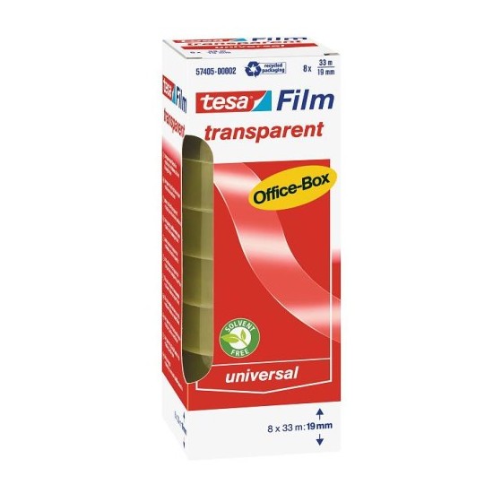 PACK 8 CINTAS ADHESIVAS TRANSPARENTE 33MX19MM TESA 57405-00002-01