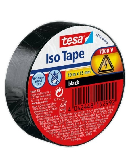 ROLLO CINTA AISLANTE PVC 15MMX10METROS NEGRA TESA 56192-00010-22