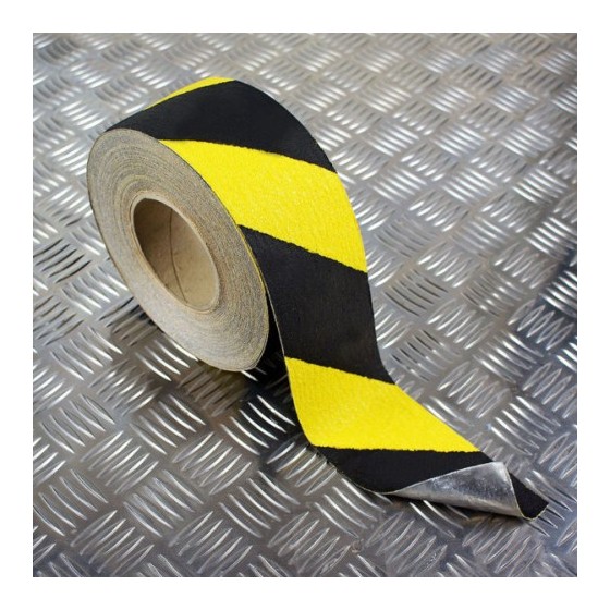 ROLLO CINTA DE SEGURIDAD ADHESIVA ANTIDESLIZANTE 50MMX18,3METROS NEGRO/AMARILLO TARIFOLD 197604