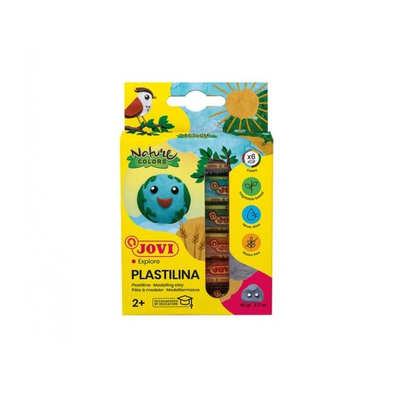 ESTUCHE PLASTILINA 6 BARRAS DE 15GR COLORES SURTIDOS GAMA NATURE JOVI 90/6N