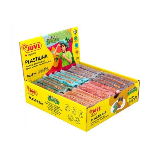CAJA PLASTILINA 18 PASTILLAS DE 50GR GAMA NATURE COLORES SURTIDOS (3 UDS X COLOR) JOVI 70/18N
