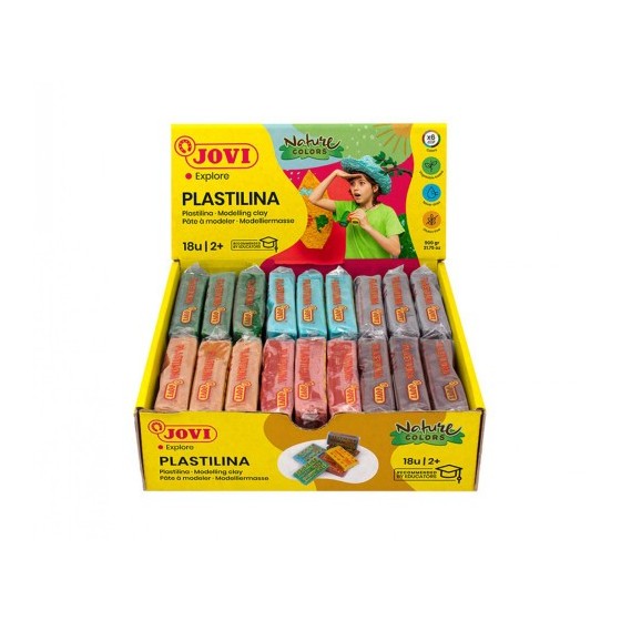 CAJA PLASTILINA 18 PASTILLAS DE 50GR GAMA NATURE COLORES SURTIDOS (3 UDS X COLOR) JOVI 70/18N