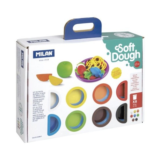 MALETÍN 8 BOTES PASTA BLANDA SOFT DOUGH DE 59GR + HERRAMIENTAS "HORA DE COCINA" MILAN 913308CT