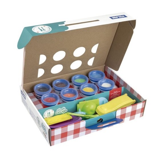 MALETÍN 8 BOTES PASTA BLANDA SOFT DOUGH DE 59GR + HERRAMIENTAS "HORA DE COCINA" MILAN 913308CT