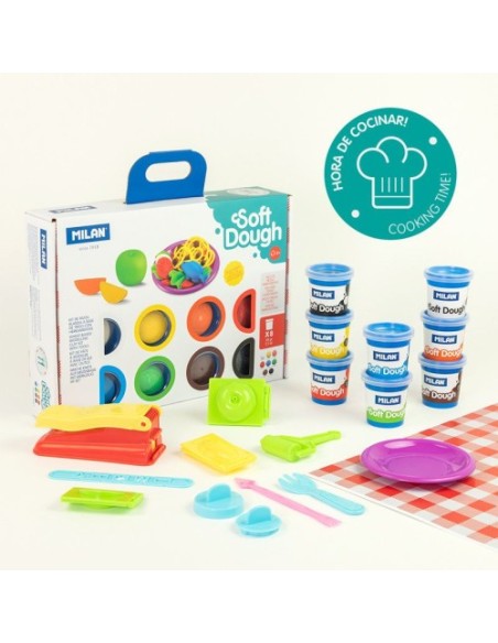 MALETÍN 8 BOTES PASTA BLANDA SOFT DOUGH DE 59GR + HERRAMIENTAS "HORA DE COCINA" MILAN 913308CT