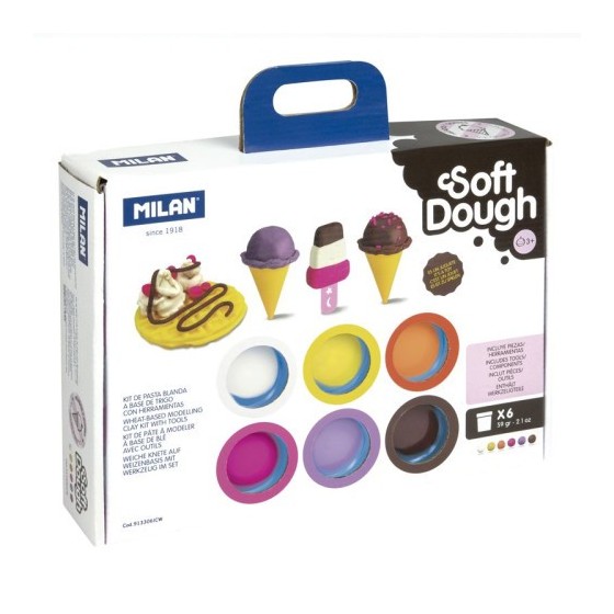 MALETÍN 6 BOTES PASTA BLANDA SOFT DOUGH DE 59GR + HERRAMIENTAS "HELADOS Y GOFRES" MILAN 913306ICW