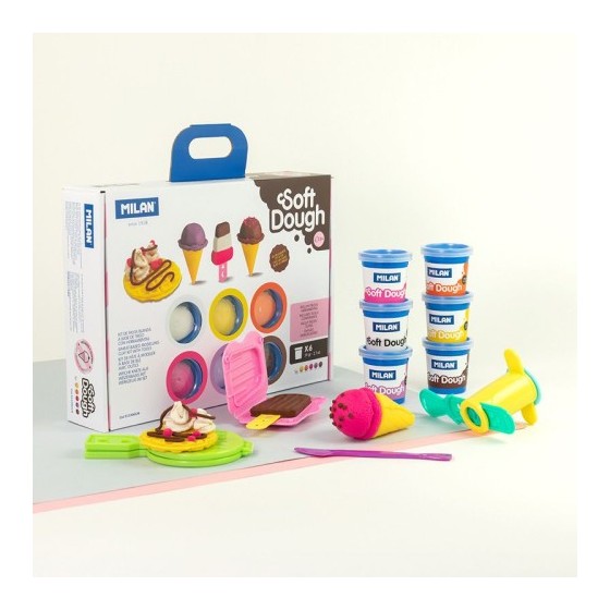 MALETÍN 6 BOTES PASTA BLANDA SOFT DOUGH DE 59GR + HERRAMIENTAS "HELADOS Y GOFRES" MILAN 913306ICW