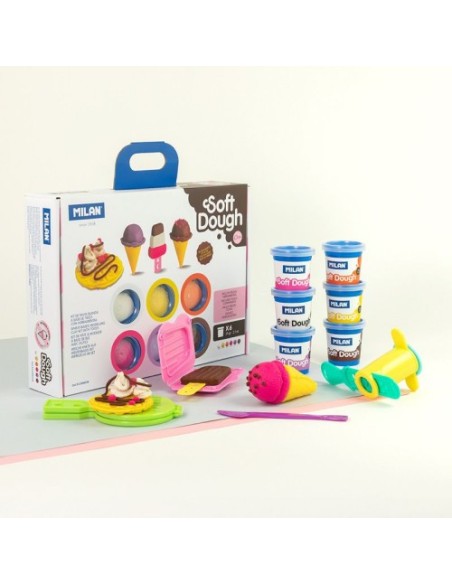MALETÍN 6 BOTES PASTA BLANDA SOFT DOUGH DE 59GR + HERRAMIENTAS "HELADOS Y GOFRES" MILAN 913306ICW