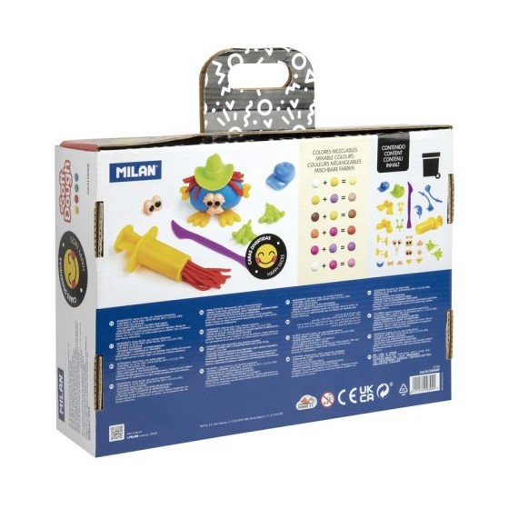 MALETÍN 4 BOTES PASTA BLANDA SOFT DOUGH DE 116GR + HERRAMIENTAS "CARAS DIVERTIDAS" MILAN 913304HF