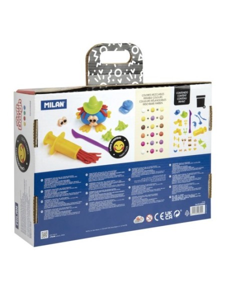 MALETÍN 4 BOTES PASTA BLANDA SOFT DOUGH DE 116GR + HERRAMIENTAS "CARAS DIVERTIDAS" MILAN 913304HF