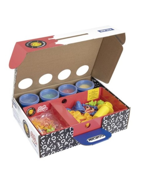 MALETÍN 4 BOTES PASTA BLANDA SOFT DOUGH DE 116GR + HERRAMIENTAS "CARAS DIVERTIDAS" MILAN 913304HF