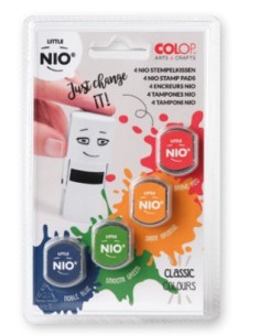 BLISTER 4 RECAMBIOS ALMOHADILLAS LITTLE NIO 4 COLORES SÓLIDOS SURTIDOS COLOP NIL099