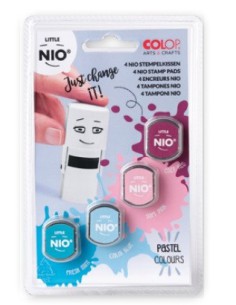 BLISTER 4 RECAMBIOS ALMOHADILLAS LITTLE NIO 4 COLORES PASTEL SURTIDOS COLOP NIL098