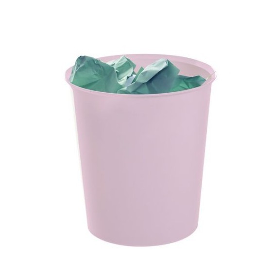 PAPELERA ECOGREEN 100% RECICLADO Y RECICLABLE ROSA PASTEL 18 LITROS 290X310 MM ARCHIVO 2000 2001 RS PS