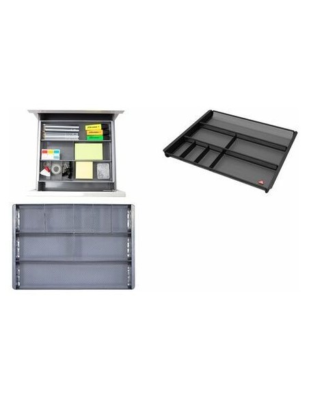 BANDEJA ORGANIZADOR REJILLA MESH GRIS 7 COMPARTIMENTOS 29X345X240 MM ARCHIVO 2000 ALMESHORG GS