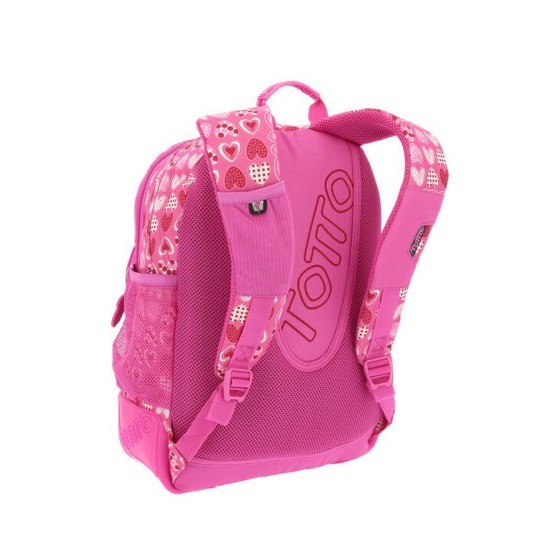 MOCHILA CRAYOLES REFUERZO CAUCHO+BOLSILLOS ROSA/CORAZONES TOTTO MA04ECO029-1710N-1I3