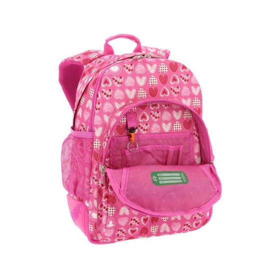 MOCHILA CRAYOLES REFUERZO CAUCHO+BOLSILLOS ROSA/CORAZONES TOTTO MA04ECO029-1710N-1I3