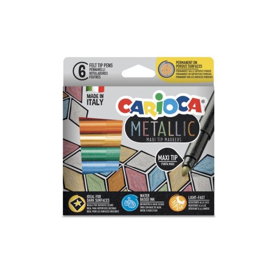 CAJA 6 ROTULADORES METALLIC PUNTA MAXI CARIOCA 43161