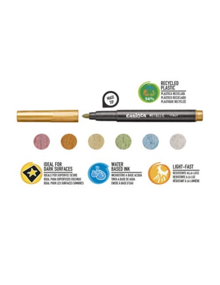 CAJA 6 ROTULADORES METALLIC PUNTA MAXI CARIOCA 43161