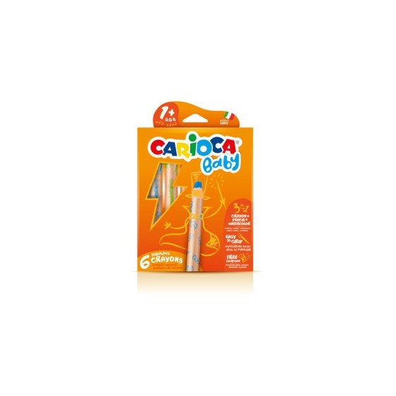 CAJA 6 LÁPICES 3 EN 1 + SACAPUNTAS CARIOCA BABY 42817