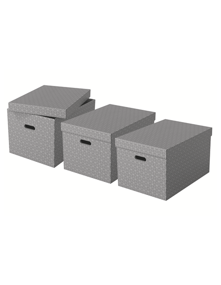 PACK 3 CAJAS GRISES 510X355X305MM ESSELTE 628287