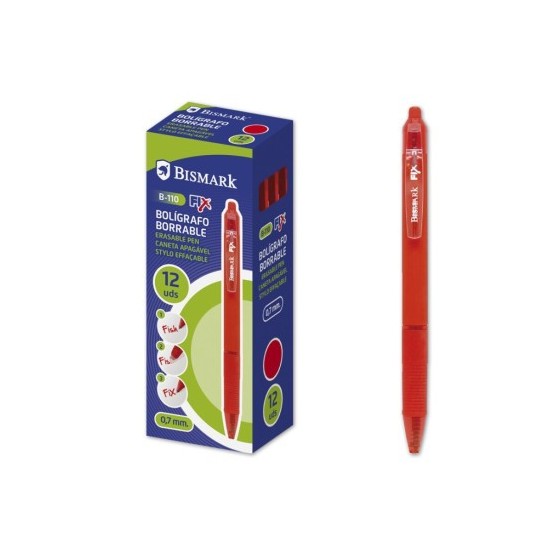BOLIGRAFO BORRABLE C/CLIP ROJO BISMARK 330217 (x12 unidades)