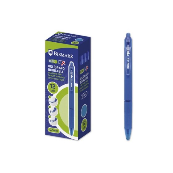 BOLIGRAFO BORRABLE C/CLIP AZUL BISMARK 330215 (x12 unidades)